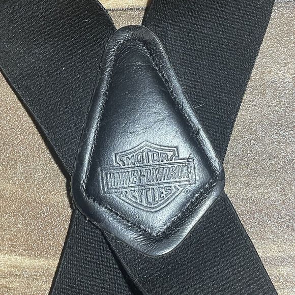 Vintage Harley Davidson Motorcycle Black Orange Logo / Elastic Suspenders - Picture 3 of 10